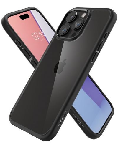 Калъф Spigen - Crystal Hybrid, iPhone 15 Pro, Matte Black - 3