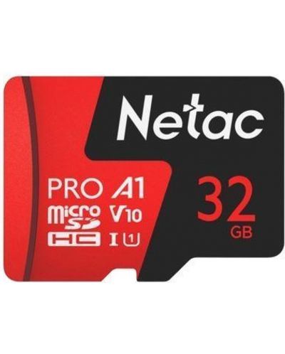 Карта памет Netac - 32GB PRO A1, microSDHC, Class10 + адаптер - 2