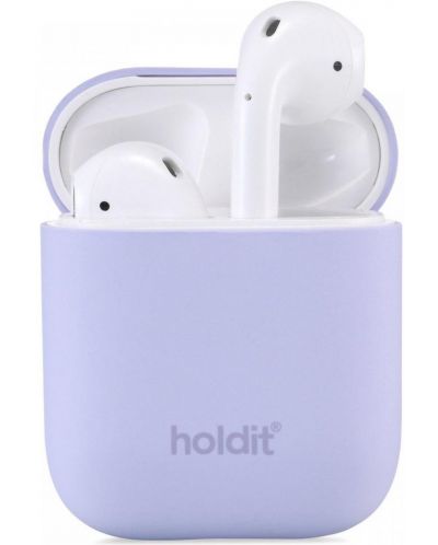 Калъф за слушалки Holdit - Silicone, AirPods 1/2, лилав - 1