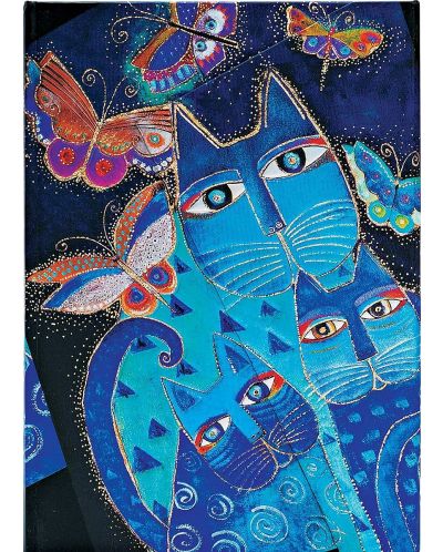 Календар-бележник Paperblanks Blue Cats and Butterflies - 80 листа, 2024 - 1