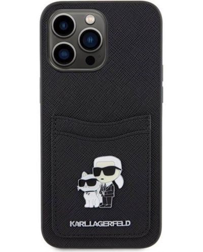 Калъф Karl Lagerfeld - PU Saffiano Card Slot Metal Karl, iPhone 15 Pro Max, черен - 2