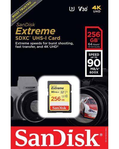 Карта памет SanDisk - Extreme, 256GB, SDXC, Class10 - 4