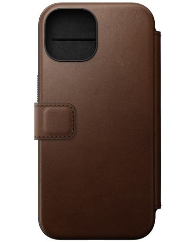 Калъф Nomad - Modern Leather Folio, iPhone 15, кафяв - 3
