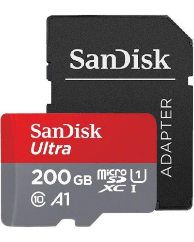 Карта памет SanDisk - Ultra, 200GB, microSDXC, Class10 + адаптер - 1