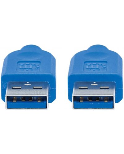 Кабел Manhattan - SuperSpeed, USB-A/USB-A, 1.8 m, син - 2