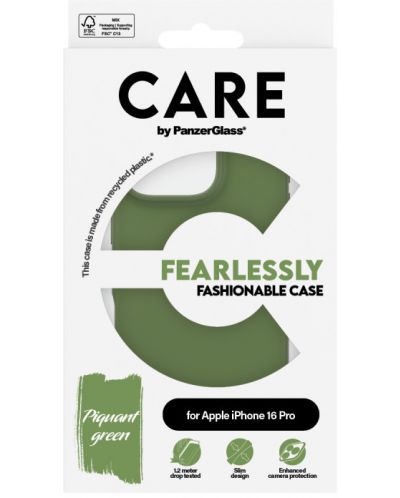 Калъф CARE - Fashionable, iPhone 16 Pro, зелен - 3