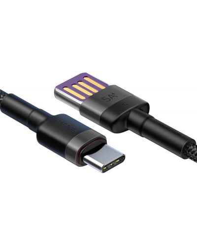 Кабел Baseus - Cafule, USB-А/USB-C, 1 m, черен - 3
