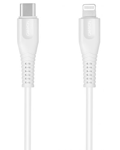 Кабел Canyon - MFI-4, USB-C/Lightning, 1.2 m, бял - 1