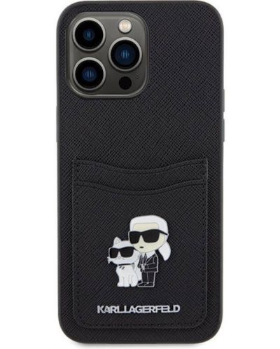Калъф Karl Lagerfeld - PU Saffiano Card Slot Metal, iPhone 15 Pro, черен - 1