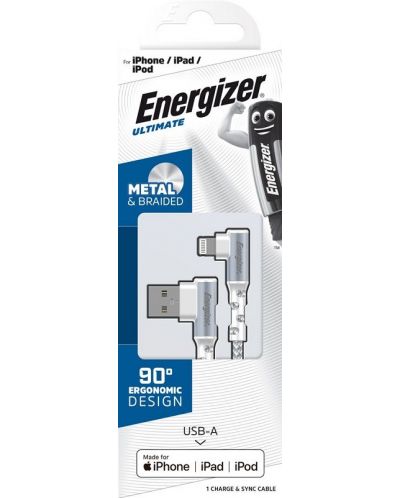 Кабел Energizer - C710LKWH, USB-A/Lightning, 2 m, бял - 2