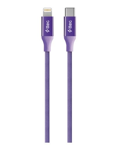 Кабел ttec - AlumiCable, USB-C/Lightning, 1.5 m, лилав - 1