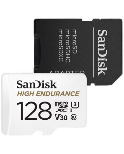 Карта памет SanDisk - High Endurance, 128GB, microSDXC, Class10 + адаптер - 2