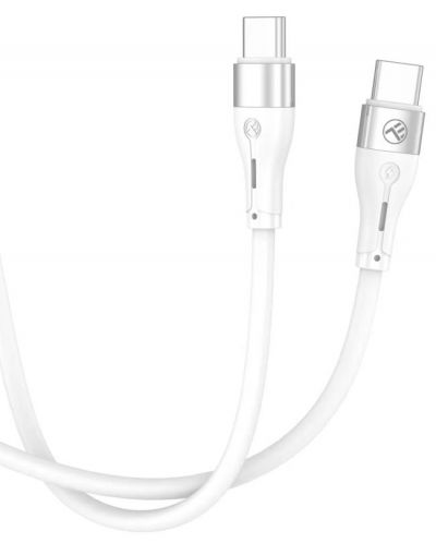 Кабел Tellur - Silicone, USB-C/USB-C, 1 m, бял - 2