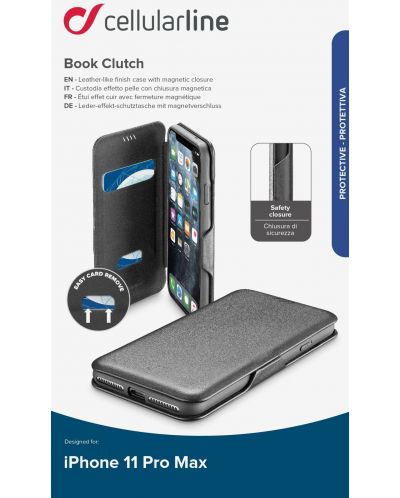 Калъф Cellularline - Book Clutch, iPhone 11 Pro Max, черен - 4