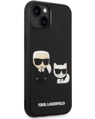Калъф Karl Lagerfeld - Karl and Choupette, iPhone 14/13, черен - 3