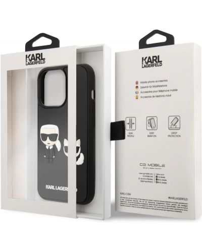 Калъф Karl Lagerfeld - Karl and Choupette, iPhone 14 Pro, черен - 6