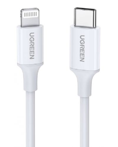 Кабел Ugreen - US171, USB-C/Lightning, 1 m, бял - 1
