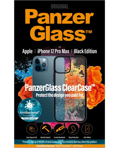 Калъф PanzerGlass - ClearCase, iPhone 12 Pro Max, прозрачен/черен - 2