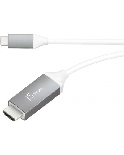 Кабел j5create  - JCC153G, USB-C/HDMI, 1.8m, бял - 1