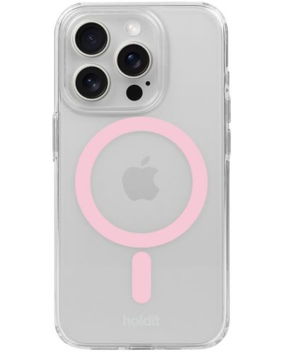 Калъф Holdit - MagSafe Case, iPhone 15 Pro, розов/прозрачен - 1