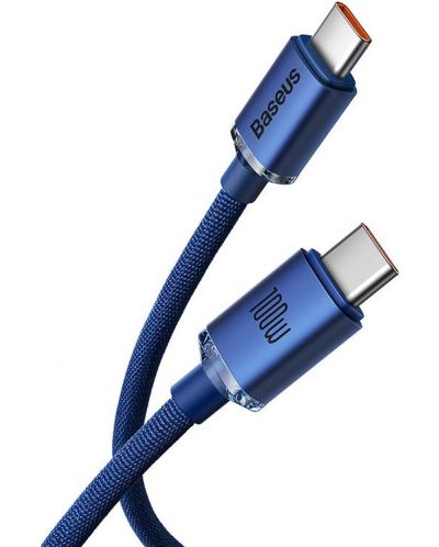 Кабел Baseus - Crystal Shine, USB-C/USB-C, 2 m, син - 2