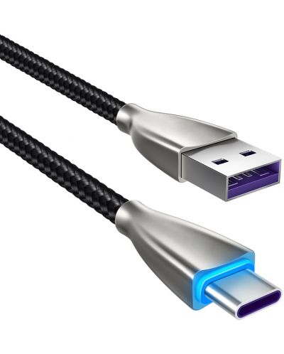Кабел Xmart - Excellence, USB-A/USB-C, 1 m, черен - 2
