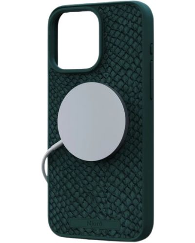 Калъф Njord - Salmon Leather MagSafe, iPhone 15 Pro Max, зелен - 8