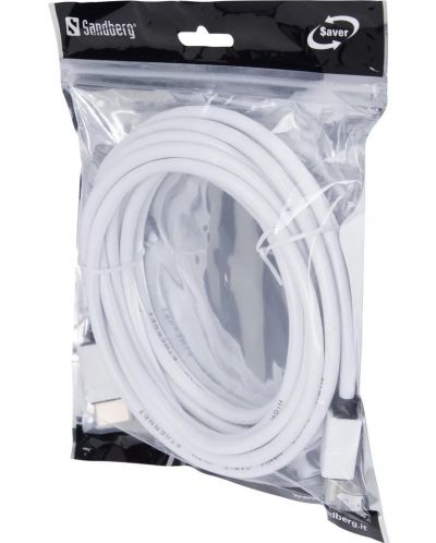 Кабел Sandberg - SAVER, HDMI/HDMI, 5m, бял - 2