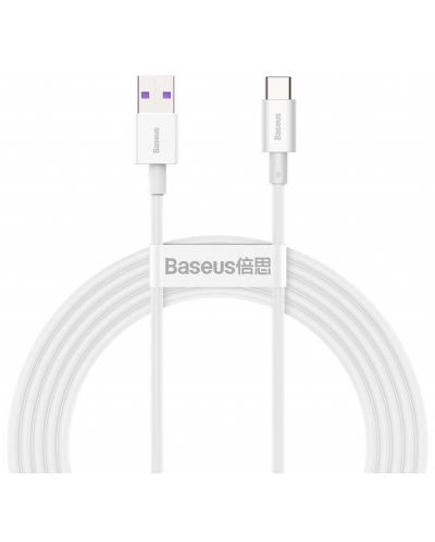 Кабел Baseus - Superior, USB-A/USB-C, 2 m, бял - 1