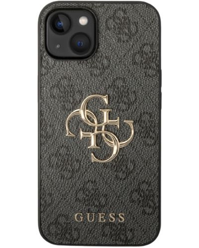 Калъф Guess - PU 4G Metal Logo, iPhone 15, сив - 1
