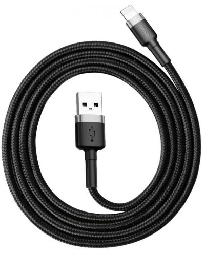 Кабел Baseus - Cafule, USB-A/Lightning, 1 m, сив/черен - 4