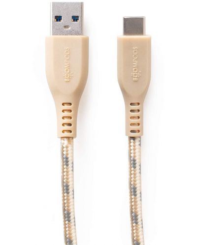 Кабел Boompods - Retro Armour, USB-A/USB-C, 1.5 m, Gold - 1