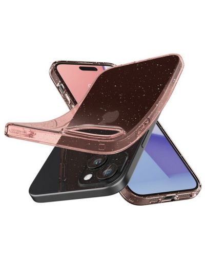 Калъф Spigen - Liquid Crystal Glitter, iPhone 15 Plus, Rose Quartz - 3