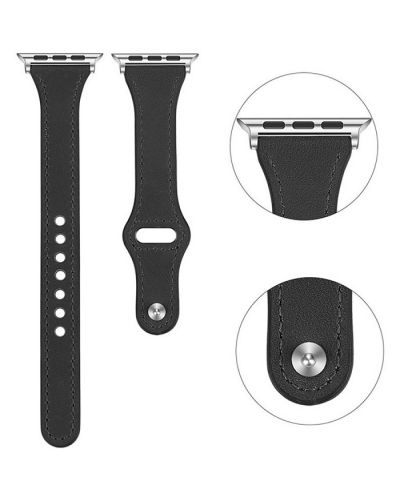 Каишка Techsuit - W033 Eco Leather, Apple Watch, 42/44/45/49 mm, черна - 2