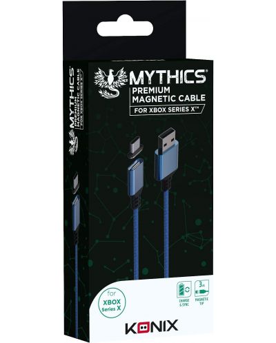 Кабел Konix - Mythics Premium Magnetic Cable 3 m, син (Xbox Series X/S) - 1