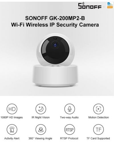 Камера SONOFF - GK-200MP2-B, 340°, бяла - 2
