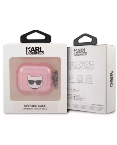 Калъф за слушалки Karl Lagerfeld - Choupette Head, AirPods 3, розов - 3