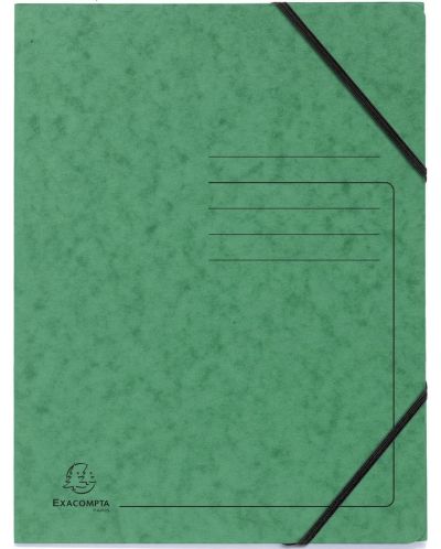 Картонена папка Exacompta - с ластик, зелена - 1