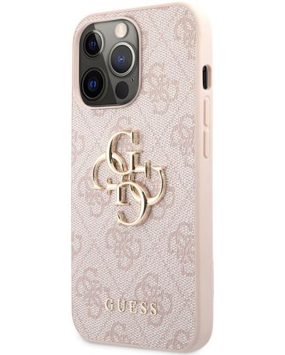 Калъф Guess - PU 4G Metal Logo, iPhone 13 Pro, розов - 3