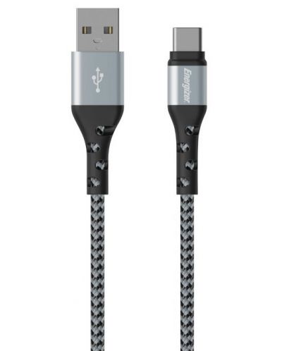 Кабел Energizer - C520CKSL, USB-A/USB-C, 2 m, сив/черен - 1
