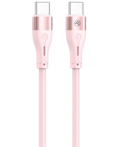 Кабел Tellur - Silicone, USB-C/USB-C, 1 m, розов - 1