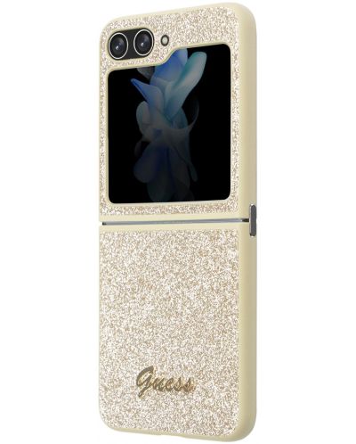 Калъф Guess - Glitter Flakes Metal Logo, Galaxy Z Flip 5, златист - 3