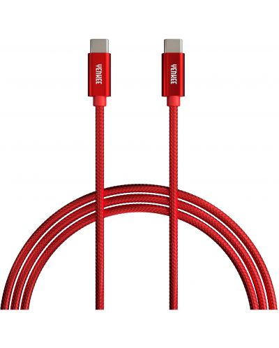 Кабел Yenkee - 2075100317, USB-C/USB-C, 2 m, червен - 1