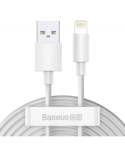 Кабел Baseus - Simple Wisdom, USB-A/Lightning, 1.5 m, бял - 1