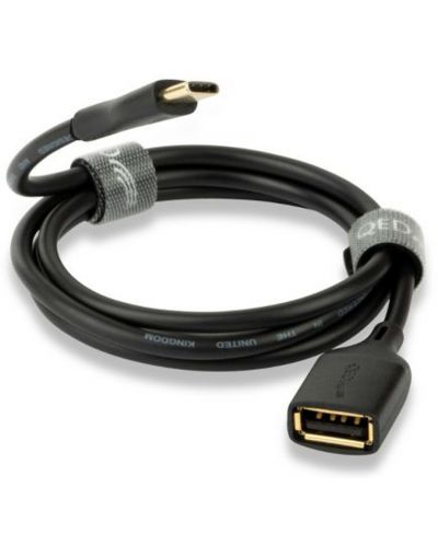 Кабел QED - Connect QE8194, USB-A/USB-C, 0.75m, черен - 1