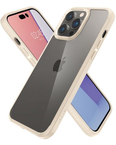 Калъф Spigen - Crystal Hybrid, iPhone 14 Pro Max, Sand beige - 3