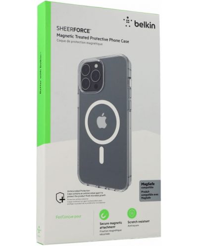 Калъф Belkin - SheerForce, iPhone 13 Pro Max, MagSafe, прозрачен - 4