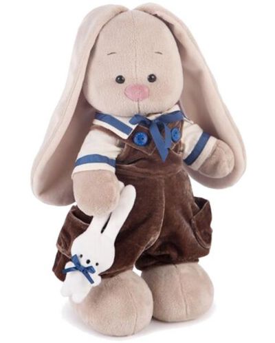 Плюшена играчка Budi Basa - Зайка Ми, в кадифен шоколадов гащеризон, 25 cm