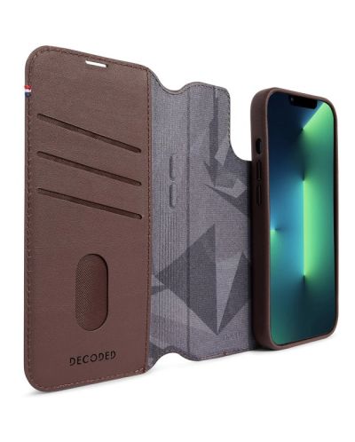 Калъф Decoded - Leather Detachable Wallet, iPhone 14 Plus, кафяв - 5