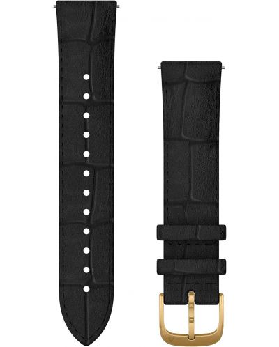 Каишка Garmin - QR Leather, Venu/vivomove, 20 mm, Black/Gold PVD - 1